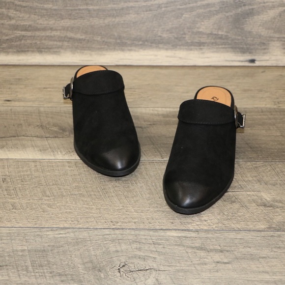 🖤Black stack heel western style side buckle mule - Picture 7 of 8